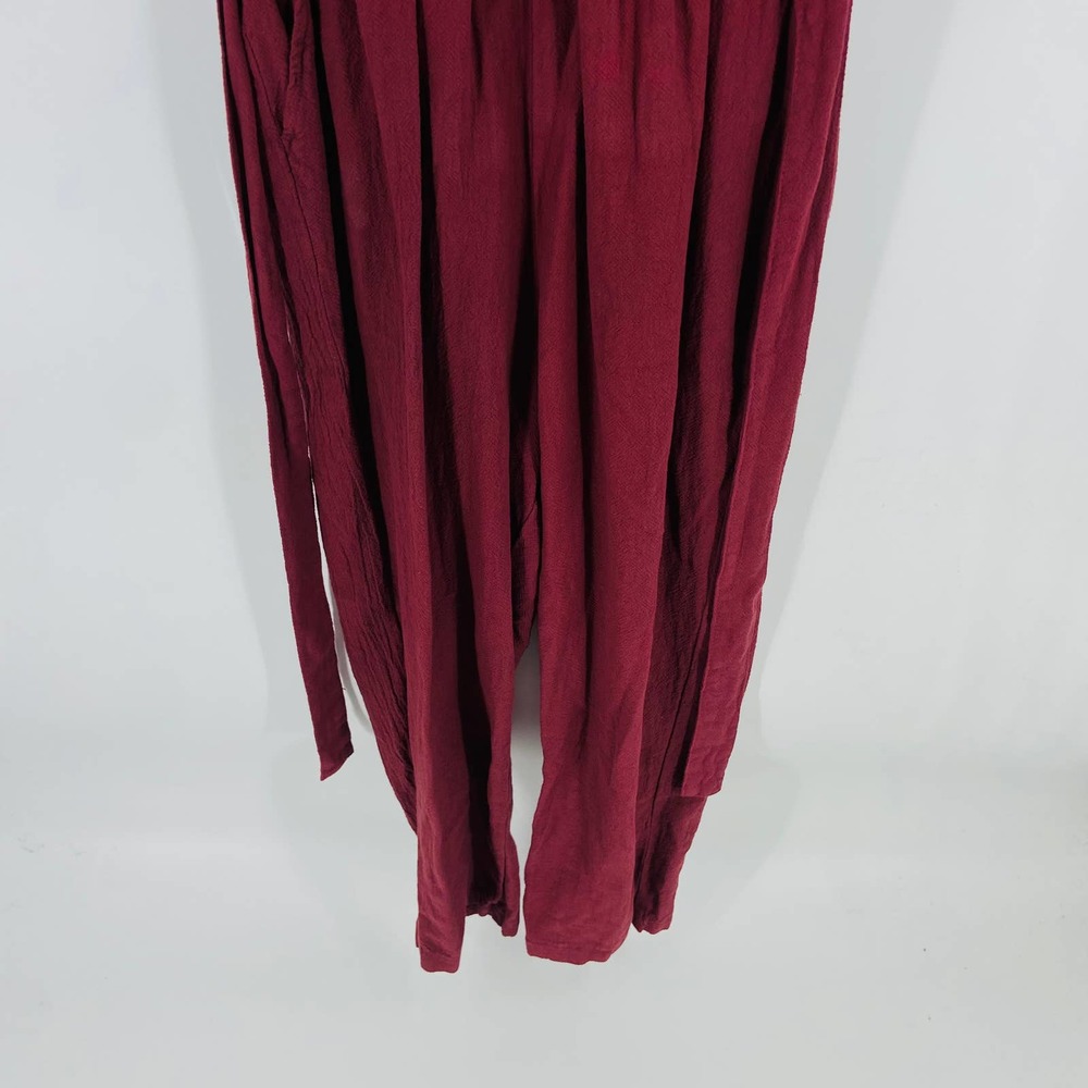 Anthropologie Amadi Burgundy Elastic Waist 3/4 Sleeve Cropped Jumpsuit Size XSP - Picture 7 of 13